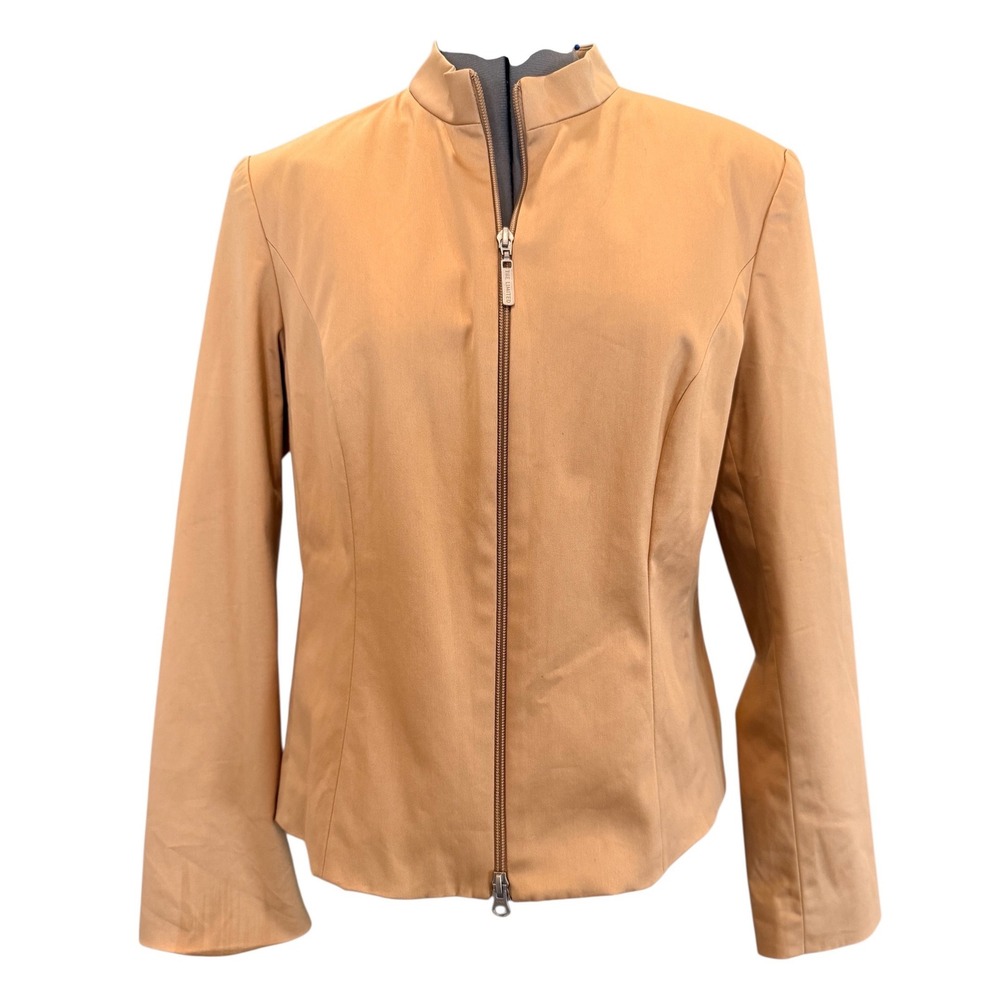 The Limited Stretch Camel Gold Zip Up Mock Neck Jacket Blazer Womens Large L - Picture 3 of 9